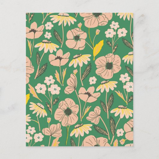 Niedliche grüne Rosa Blumendusche laden ein (Rückseite)