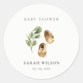 Niedliche grüne Rost Orange Schuhe Foliage Babydus Runder Aufkleber (Vorderseite)