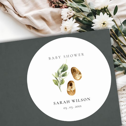 Niedliche grüne Rost Orange Schuhe Foliage Babydus Runder Aufkleber