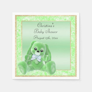 Niedliche grüne schlaffe Ohr-Häschen-Baby-Dusche Serviette