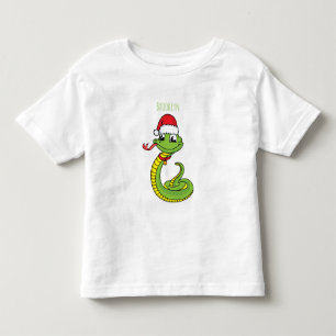 Niedliche grüne Schlange mit Weihnachtsmannmütze Kleinkind T-shirt
