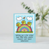 Niedliche grüne Schnecken - Regenbogen zurück in d Postkarte (Stehend Vorderseite)