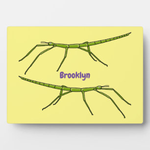 Niedliche grüne Stangen Insekten mit glücklichen G Fotoplatte