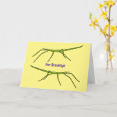 Niedliche grüne Stangen Insekten mit glücklichen G Karte (Gelbe Blume)