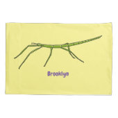 Niedliche grüne Stangen Insekten mit glücklichen G Kissenbezug (Rückseite)