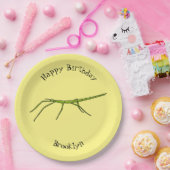 Niedliche grüne Stangen Insekten mit glücklichen G Pappteller (Party)