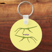 Niedliche grüne Stangen Insekten mit glücklichen G Schlüsselanhänger (Vorderseite)