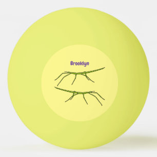 Niedliche grüne Stangen Insekten mit glücklichen G Tischtennisball