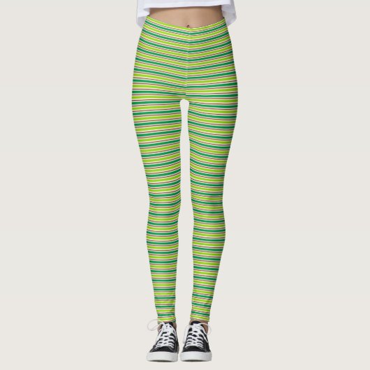 Niedliche grüne Streifen St. Patricks Day Leggings (Vorderseite)