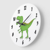 Niedliche grüne T-Rex Dinosaurier Kid's Wanduhr/Mi Große Wanduhr (Winkel)