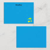 Niedliche, grüne und gelbe Fische auf blau Mitteilungskarte (Vorne/Hinten)