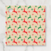 Niedliche Grüne und Rote Rentiere springen Geschenkanhänger (Vorderseite)