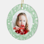 Niedliche grüne und weiße Kiefer und Heilige Krust Keramik Ornament (Links)