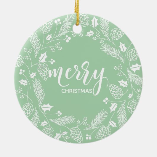 Niedliche grüne und weiße Kiefer und Heilige Krust Keramik Ornament (Hinten)