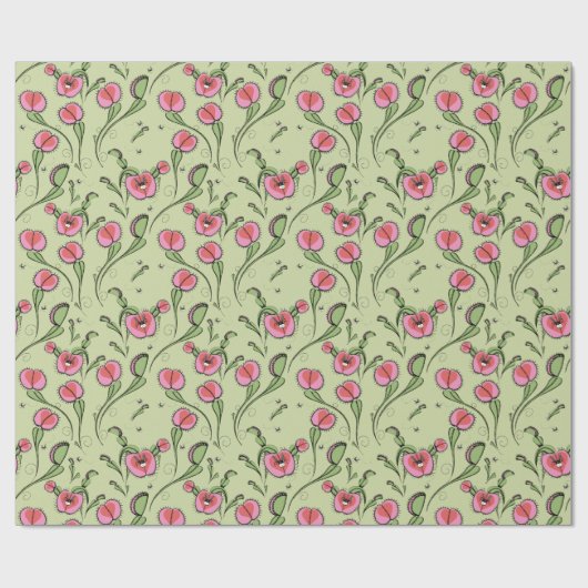 Niedliche grüne Venus-Flytrap auf Ihrer Liebe Geschenkpapier (Flach)