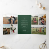 Niedliche Grüne Waldtiere Foto Weihnachten Dreifach Gefaltete Einladung (Innenseite)