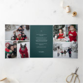 Niedliche Grüne Waldtiere Foto Weihnachten Dreifach Gefaltete Einladung (Innenseite)