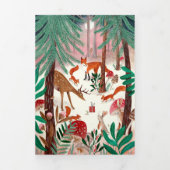 Niedliche Grüne Waldtiere Foto Weihnachten Dreifach Gefaltete Einladung (Cover)