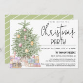 Niedliche Grüne Weihnachten Party Weihnachtsbaum G Einladung (Vorne/Hinten)