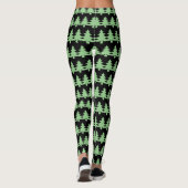 Niedliche grüne Weihnachtsbaumen Muster Schwarz Leggings (Rückseite)