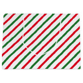 Niedliche, grüne, weiße, kantige Streifen Große Geschenktüte (Vorderseite)