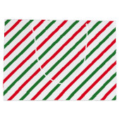 Niedliche, grüne, weiße, kantige Streifen Große Geschenktüte (Rückseite)