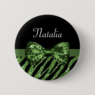 Niedliche grüne Zebra Print-IMITATE Glitz Bow mit  Button