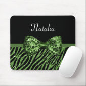 Niedliche grüne Zebra Print-IMITATE Glitz Bow mit Mousepad (Mit Mouse)