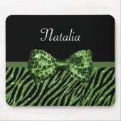Niedliche grüne Zebra Print-IMITATE Glitz Bow mit Mousepad (Vorne)