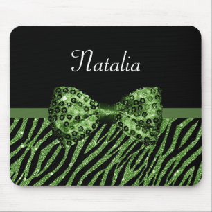 Niedliche grüne Zebra Print-IMITATE Glitz Bow mit  Mousepad