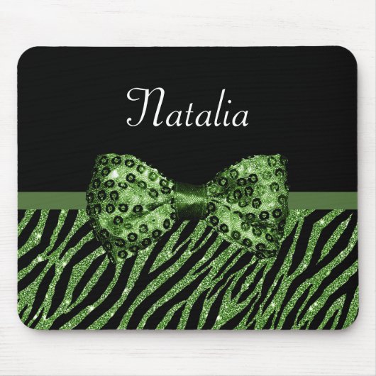 Niedliche grüne Zebra Print-IMITATE Glitz Bow mit Mousepad (Vorne)