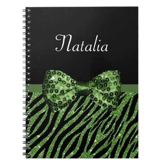 Niedliche grüne Zebra Print-IMITATE Glitz Bow mit Notizblock (Vorderseite)