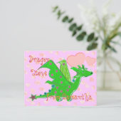 Niedliche grüner Drache-Liebe-Herz-Kinderpostkarte Postkarte (Stehend Vorderseite)