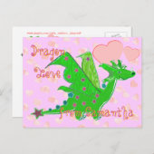Niedliche grüner Drache-Liebe-Herz-Kinderpostkarte Postkarte (Vorne/Hinten)