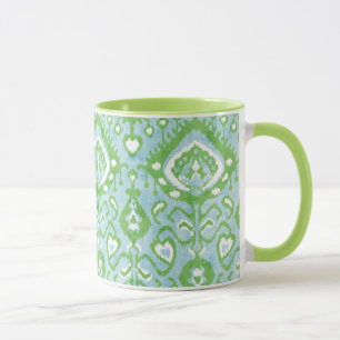 Niedliche grünes und blaues ikat Stammes- Tasse