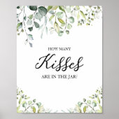 Niedliche Grünfläche Wasserfarbe Wie viele Küsse s Poster (Vorne)