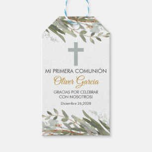 Niedliche Grünflächen-Blätter in Spanisch Erste Ko Geschenkanhänger