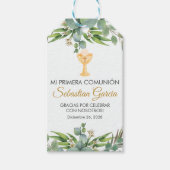 Niedliche Grünflächen-Blätter in Spanisch Erste Ko Geschenkanhänger (Vorderseite)