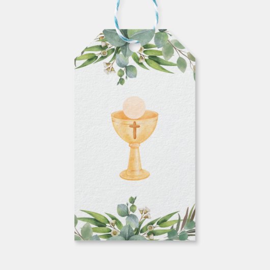 Niedliche Grünflächen-Blätter in Spanisch Erste Ko Geschenkanhänger (Rückseite)