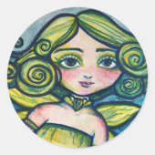 Niedliche Grünflächen-Pixie Runder Aufkleber (Vorderseite)
