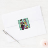 Niedliche Grunge Punk Rock Couple Holding Hands Quadratischer Aufkleber (Umschlag)