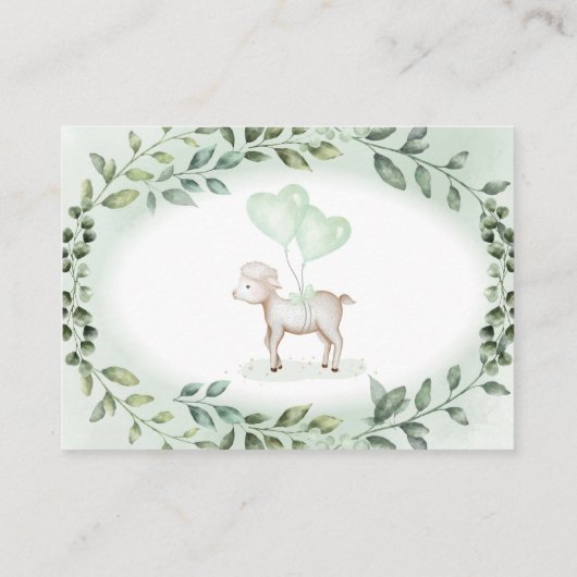 Niedliche Grünlamm Diaper Raffle Baby Sheep Dusche Begleitkarte (Rückseite)