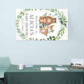 Niedliche Grünpflanze Woodland Tierbabydusche Hint Banner (Messeveranstaltung)