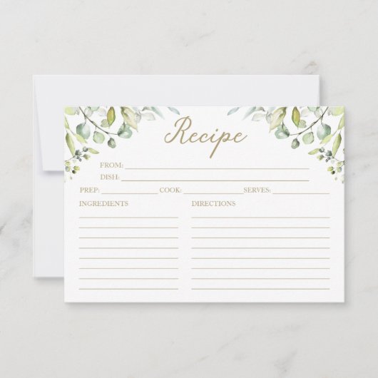 Niedliche Grünpflanzen Brautparty Weinkarte (Vorderseite)