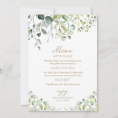Niedliche Grünpflanzen Eukalyptus Brautparty Menü Einladung (Vorderseite)
