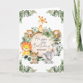 Niedliche Grünpflanzen Jungle Safari Tiere glückli Karte