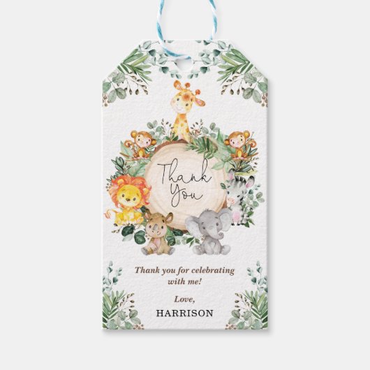 Niedliche Grünpflanzen Safari Jungle Tiere Vielen  Geschenkanhänger (Vorderseite)