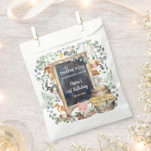 Niedliche Grünpflanzen Tiere Geburtstagsdusche Geschenktütchen (Ausgeschnitten)