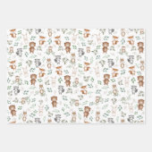 Niedliche Grünpflanzen Wald Party Kleintiere Geschenkpapier Set (Vorderseite 3)