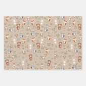 Niedliche Grünpflanzen Wald Party Kleintiere Geschenkpapier Set (Vorderseite 2)